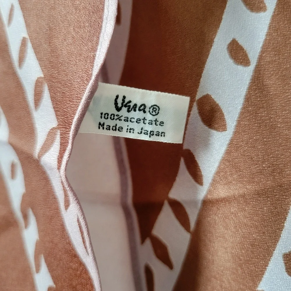 Vintage 1970s Vera Neumann Scarf Brown Ombre Blue Mauve Acetate Crepe Mod